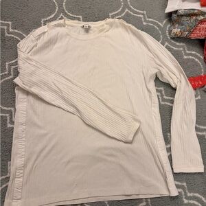 Calvin Klein Cream Ribbed Slim-Fit Long Sleeve Top